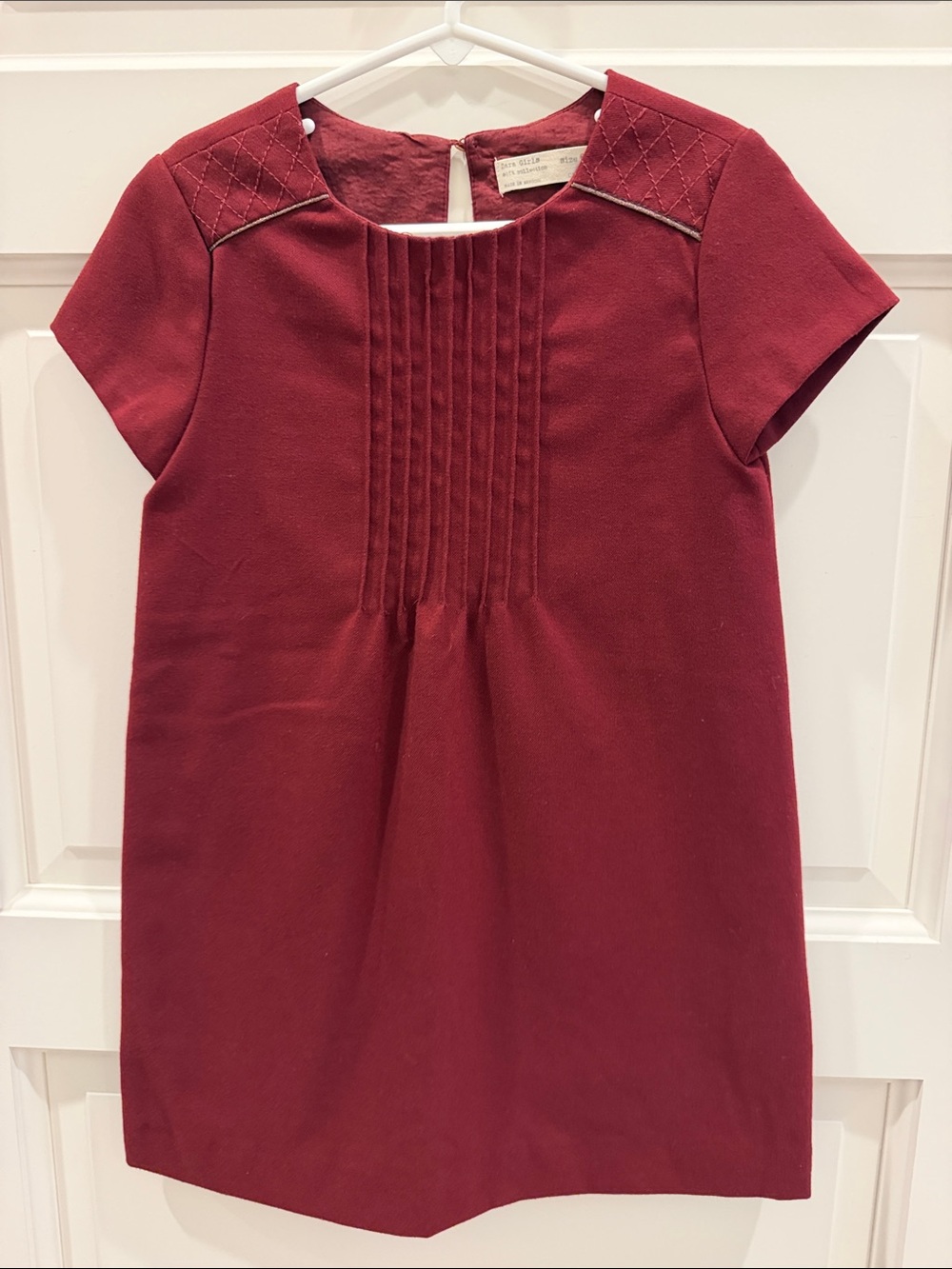 Girls Zara Burgundy Pleated Front Dress